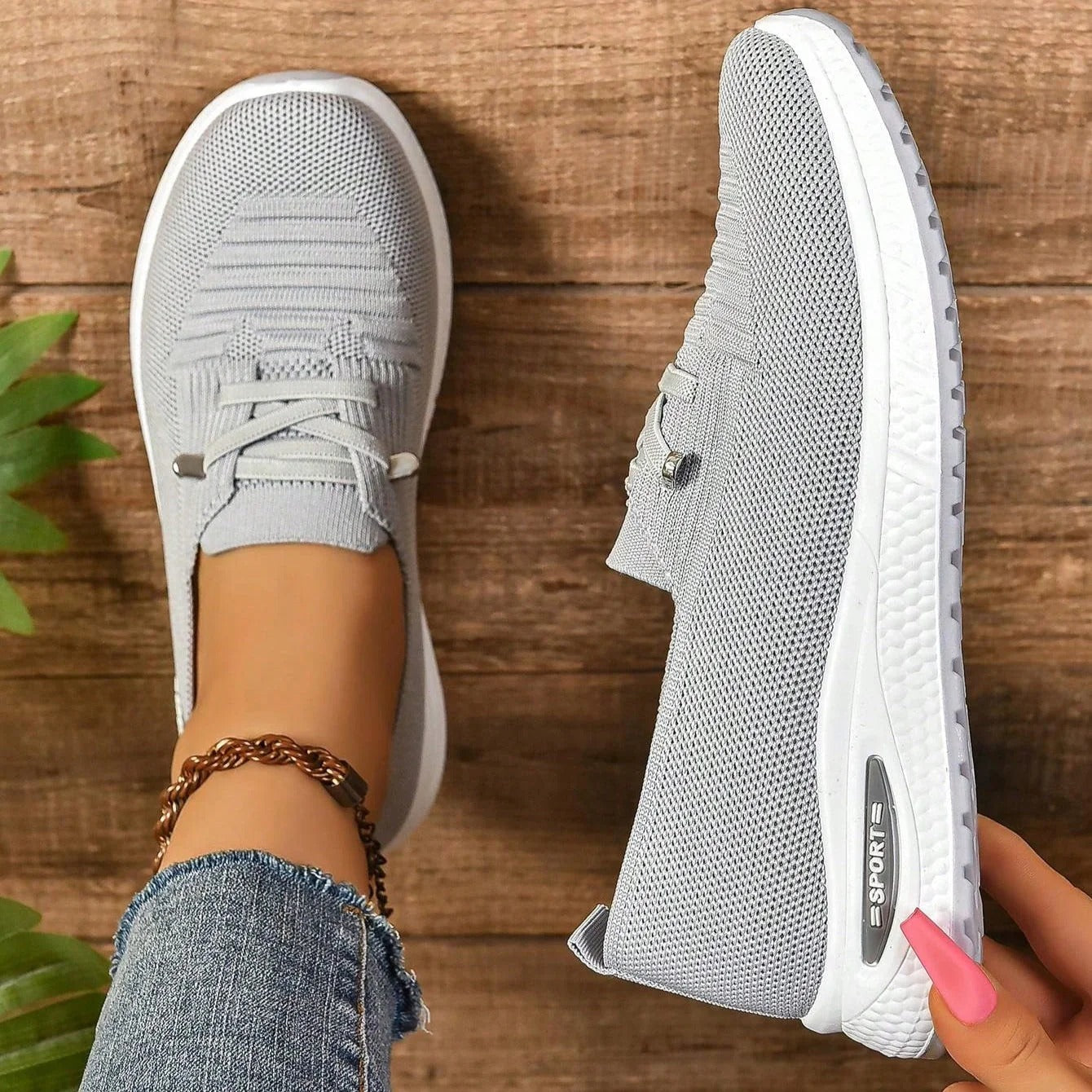 Sneakers Dam Slip On Breda Tår – Bekväma & Lätta